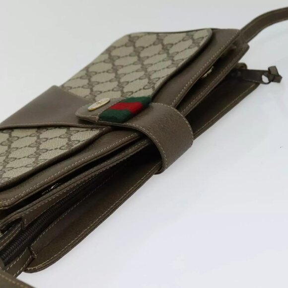 GUCCI GG Supreme Web Sherry Line Shoulder Bag PVC Beige 904 02 029 Auth EC437 - Picture 7 of 16